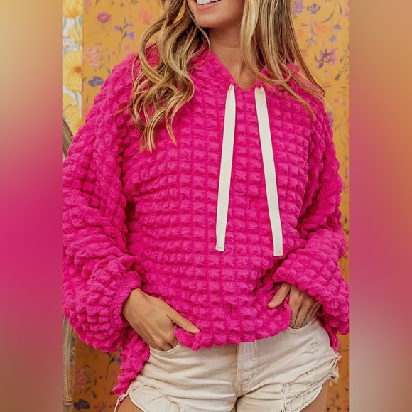 Bubble Texture Knit Hoodie Size L - Picture 1 of 7